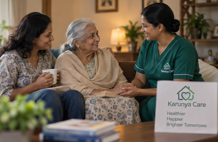 Family receiving home healthcare support